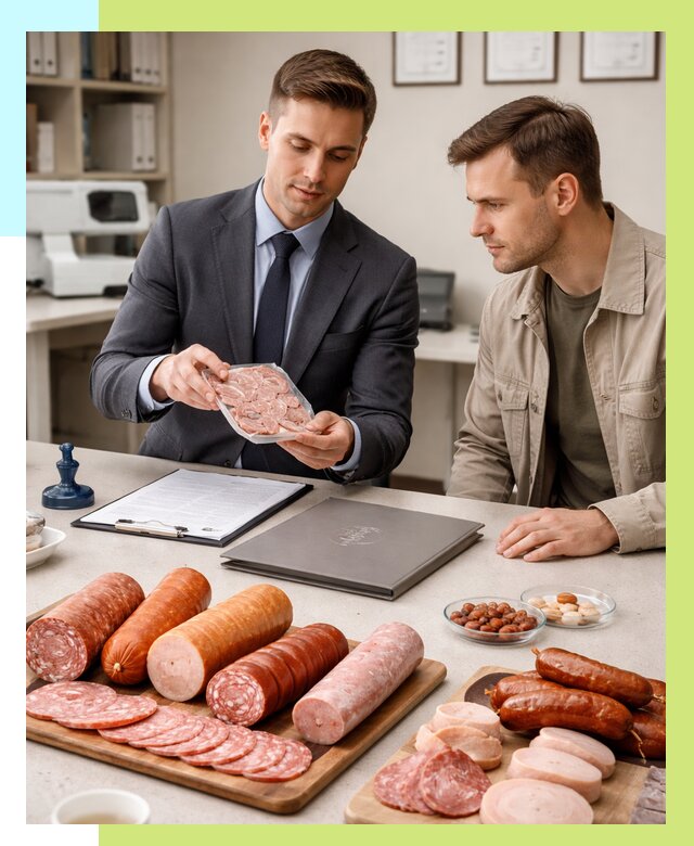 Сертификация колбасных изделий в Кирове от 7772 р. | Алешин-Кри